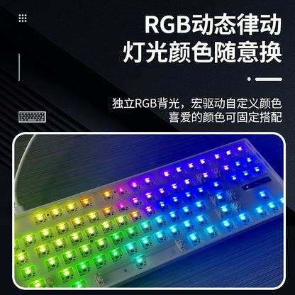 87-Key Wired Mechanical Keyboard DIY Customization Kit with RGB Hot-Swappable Switch Sockets