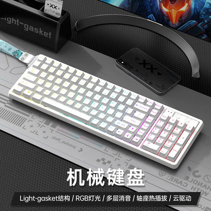 GK102 Wireless Bluetooth Tri-Mode Wired Mechanical Keyboard—Customizable for Esports Gaming