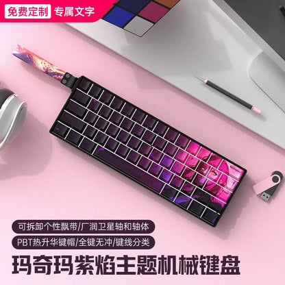 Wireless Bluetooth Tri-Mode Compact Mechanical Keyboard, 61 Keys, Gaming, PBT, Customizable, Silent