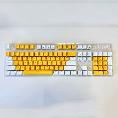 ABS Two-Tone Injection-Molded Black and White Mechanical Keyboard Keycaps with Transparent, Closed-Character Design; Compatible with 61-, 87-, and 104-Key Keyboards