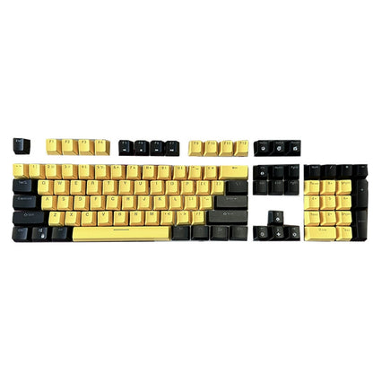 ABS Two-Tone Injection-Molded Black and White Mechanical Keyboard Keycaps with Transparent, Closed-Character Design; Compatible with 61-, 87-, and 104-Key Keyboards