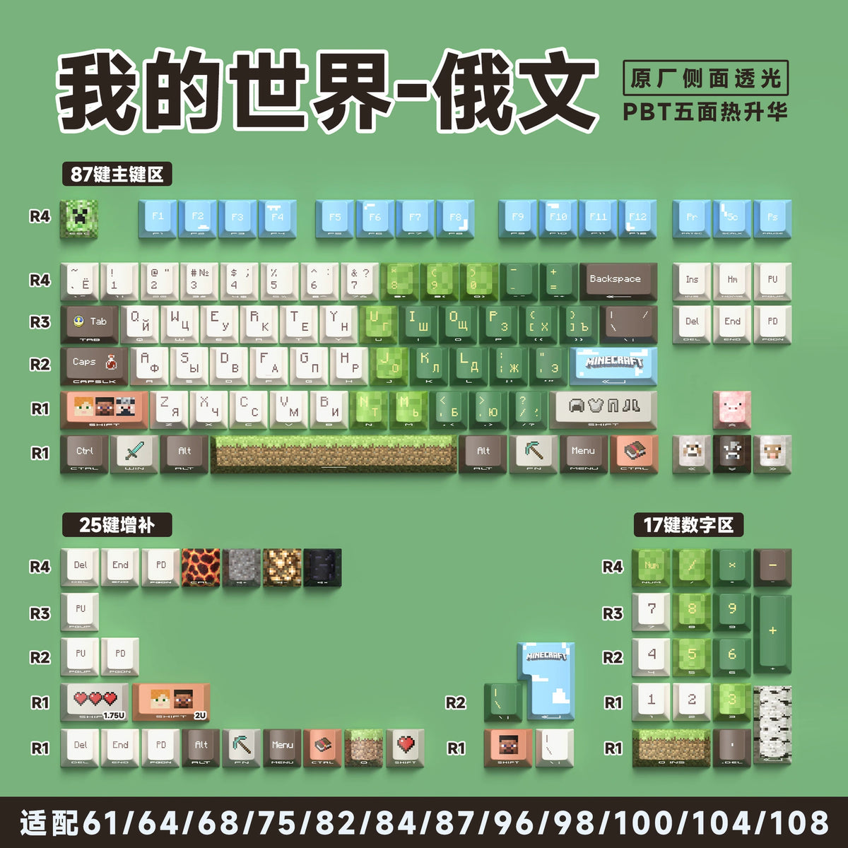Minecraft Keyboard Keycaps