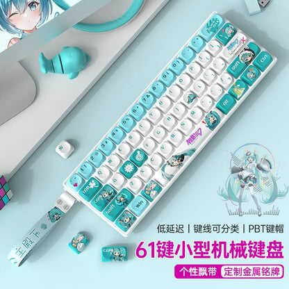 Wireless Bluetooth Tri-Mode Compact Mechanical Keyboard, 61 Keys, Gaming, PBT, Customizable, Silent