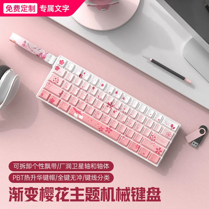 Wireless Bluetooth Tri-Mode Compact Mechanical Keyboard, 61 Keys, Gaming, PBT, Customizable, Silent