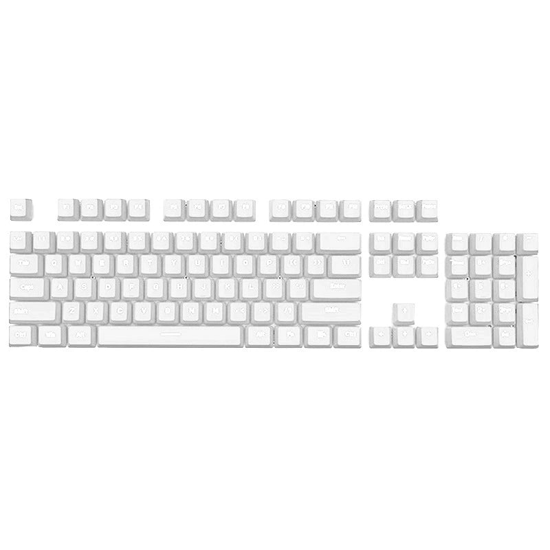 ABS Two-Tone Injection-Molded Black and White Mechanical Keyboard Keycaps with Transparent, Closed-Character Design; Compatible with 61-, 87-, and 104-Key Keyboards