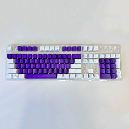 ABS Two-Tone Injection-Molded Black and White Mechanical Keyboard Keycaps with Transparent, Closed-Character Design; Compatible with 61-, 87-, and 104-Key Keyboards