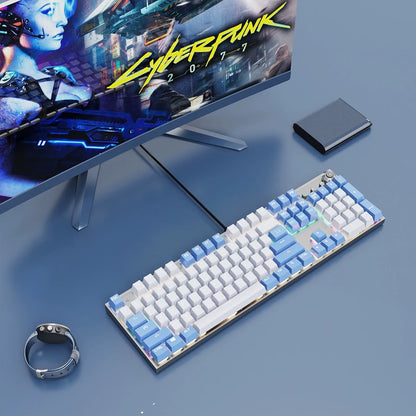 ABS Two-Tone Injection-Molded Black and White Mechanical Keyboard Keycaps with Transparent, Closed-Character Design; Compatible with 61-, 87-, and 104-Key Keyboards