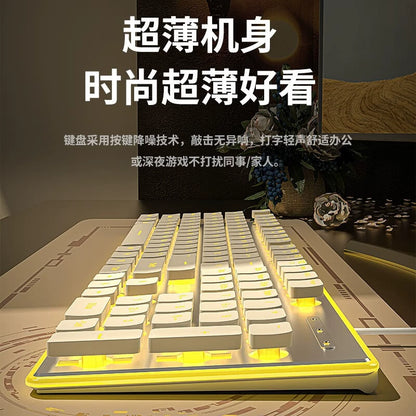 Silent, Ultra-Slim Keyboard and Mouse Set with Mechanical-Style Chocolate Keys