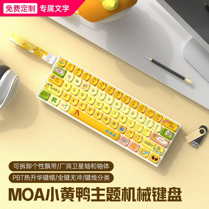 Wireless Bluetooth Tri-Mode Compact Mechanical Keyboard, 61 Keys, Gaming, PBT, Customizable, Silent