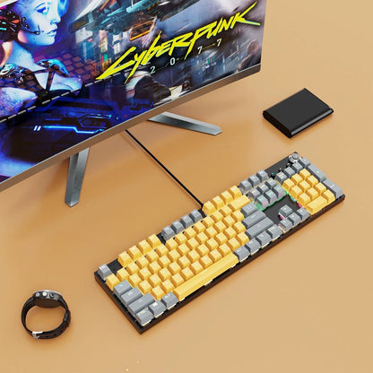 ABS Two-Tone Injection-Molded Black and White Mechanical Keyboard Keycaps with Transparent, Closed-Character Design; Compatible with 61-, 87-, and 104-Key Keyboards