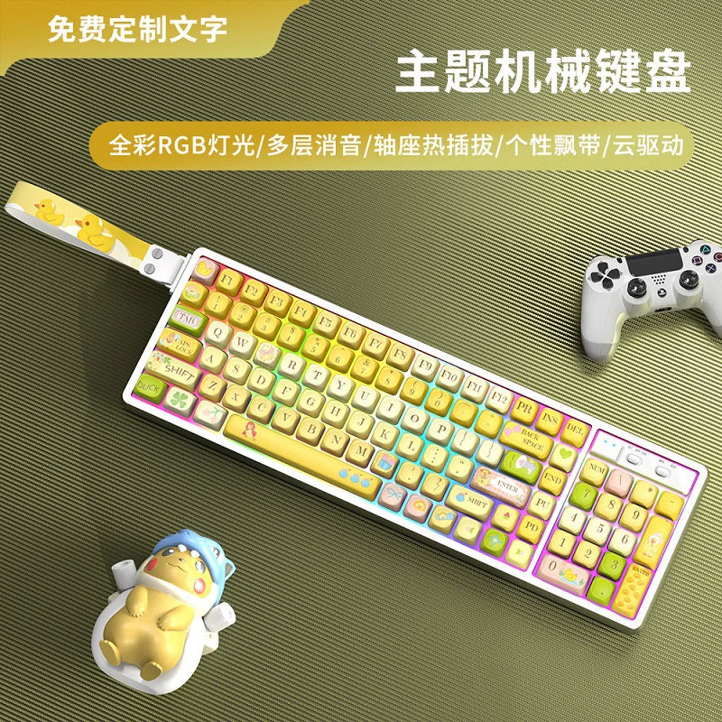 GK102 Wireless Bluetooth Tri-Mode Wired Mechanical Keyboard—Customizable for Esports Gaming