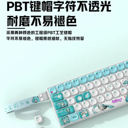 Wireless Bluetooth Tri-Mode Compact Mechanical Keyboard, 61 Keys, Gaming, PBT, Customizable, Silent